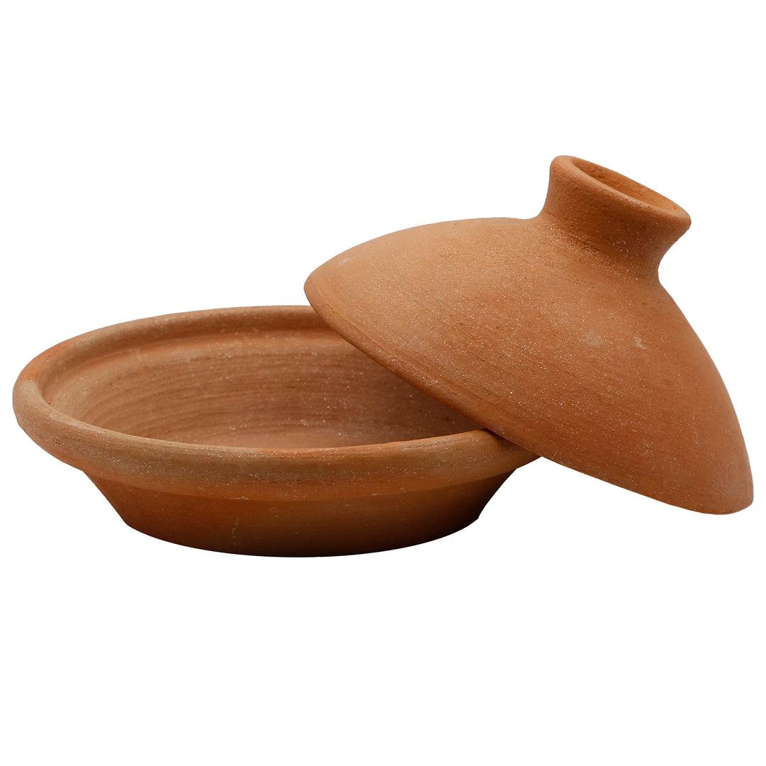 horno holandés Tagine 20 cm de barro natural y barro, sin esmaltar como una cazuela tradicional