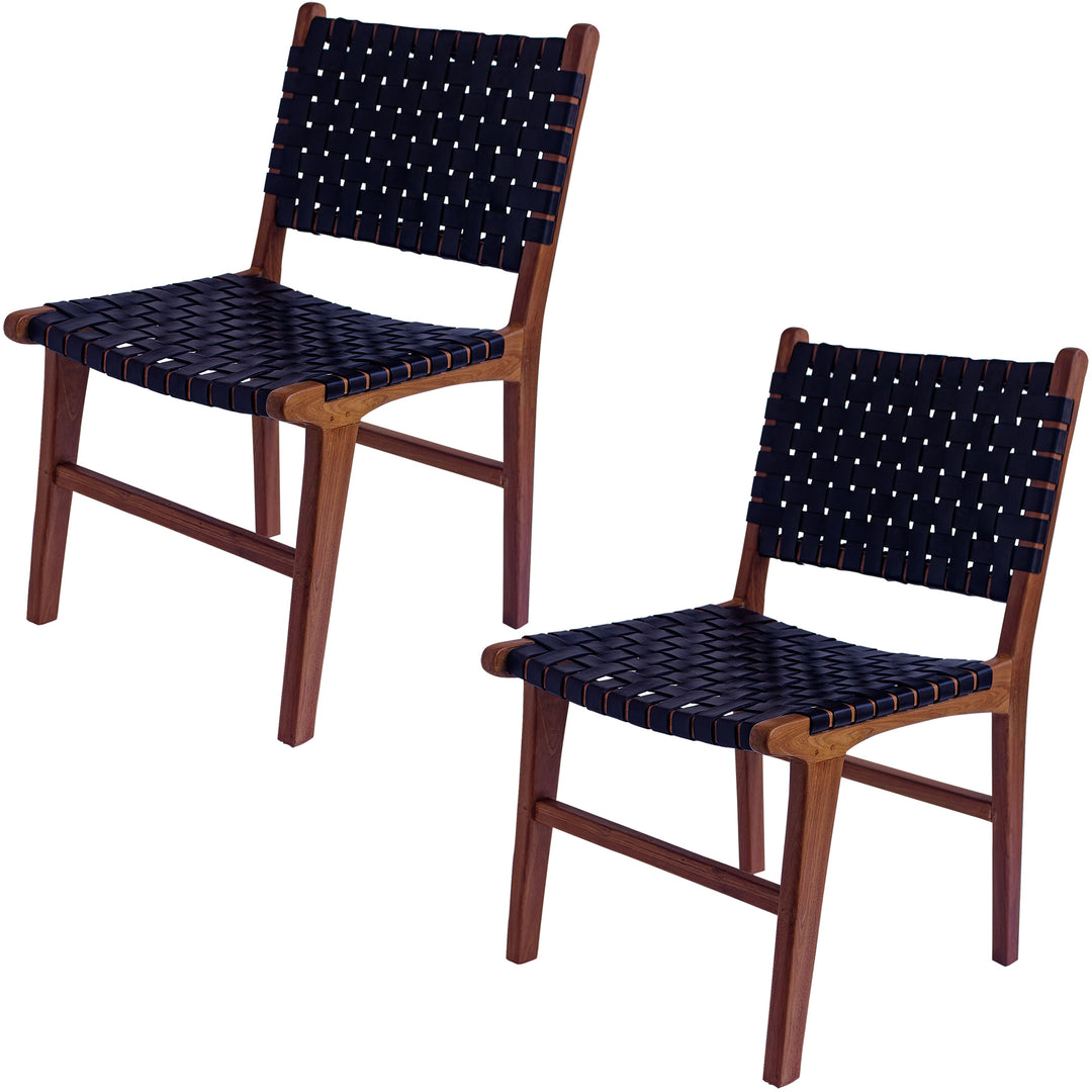 Silla de comedor de cuero negro