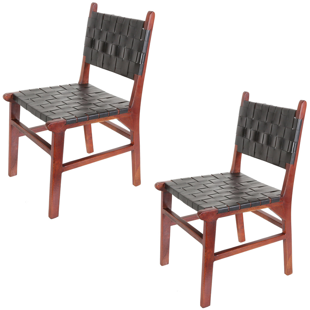 Silla de comedor de cuero negro