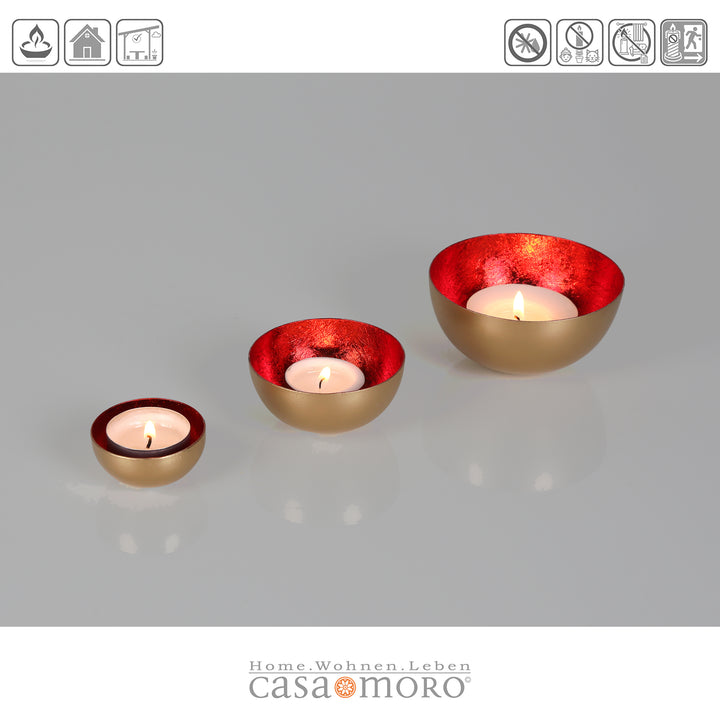 Juego de 3 portavelas Meo rojo