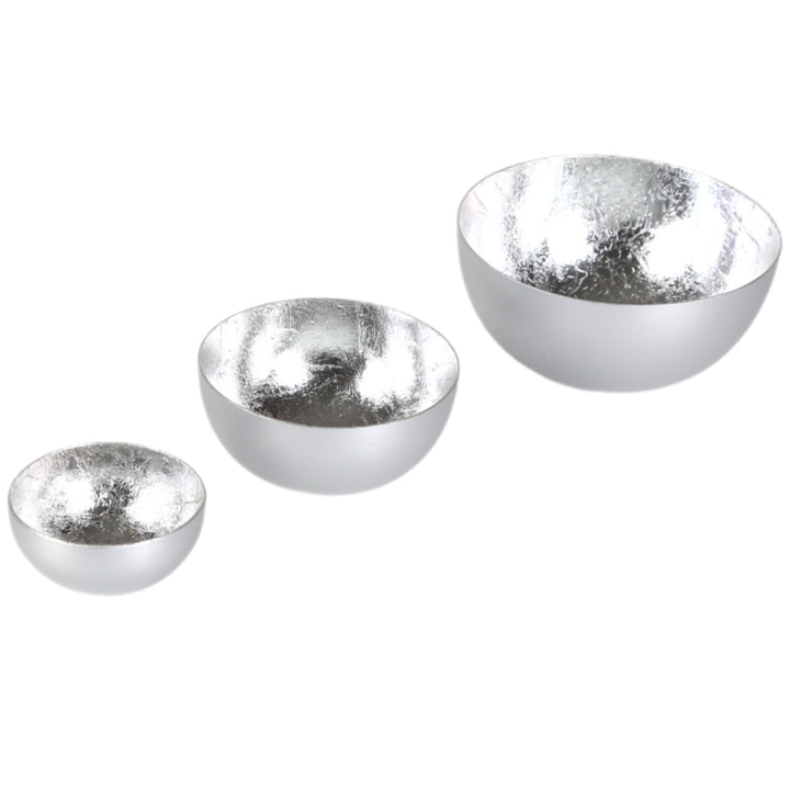 Juego de 3 portavelas Meo plateados
