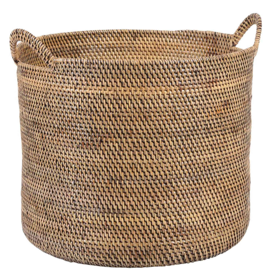 Cesta de ratán Elie marrón con asa