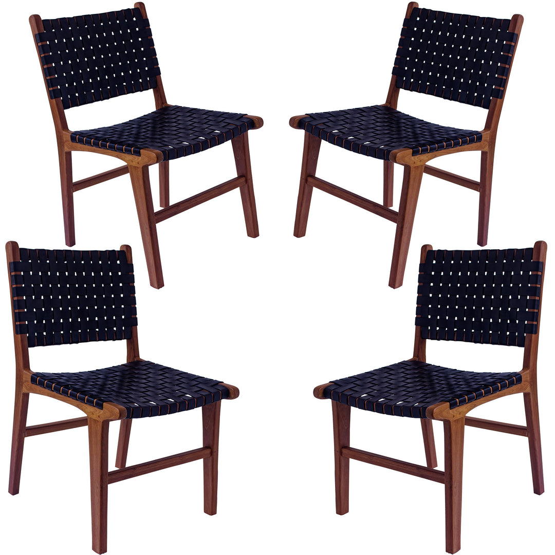 Silla de comedor de cuero negro