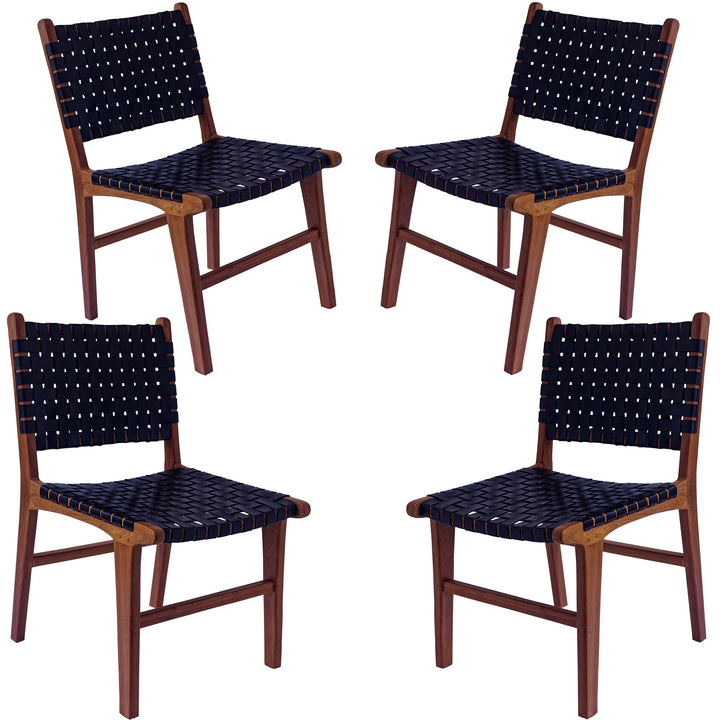 Silla de comedor de cuero negro