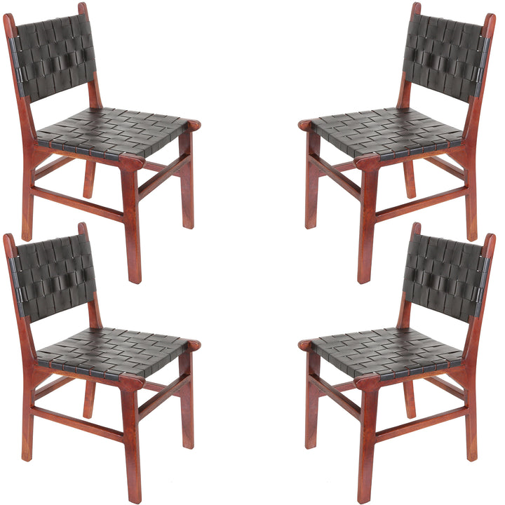 Silla de comedor de cuero negro
