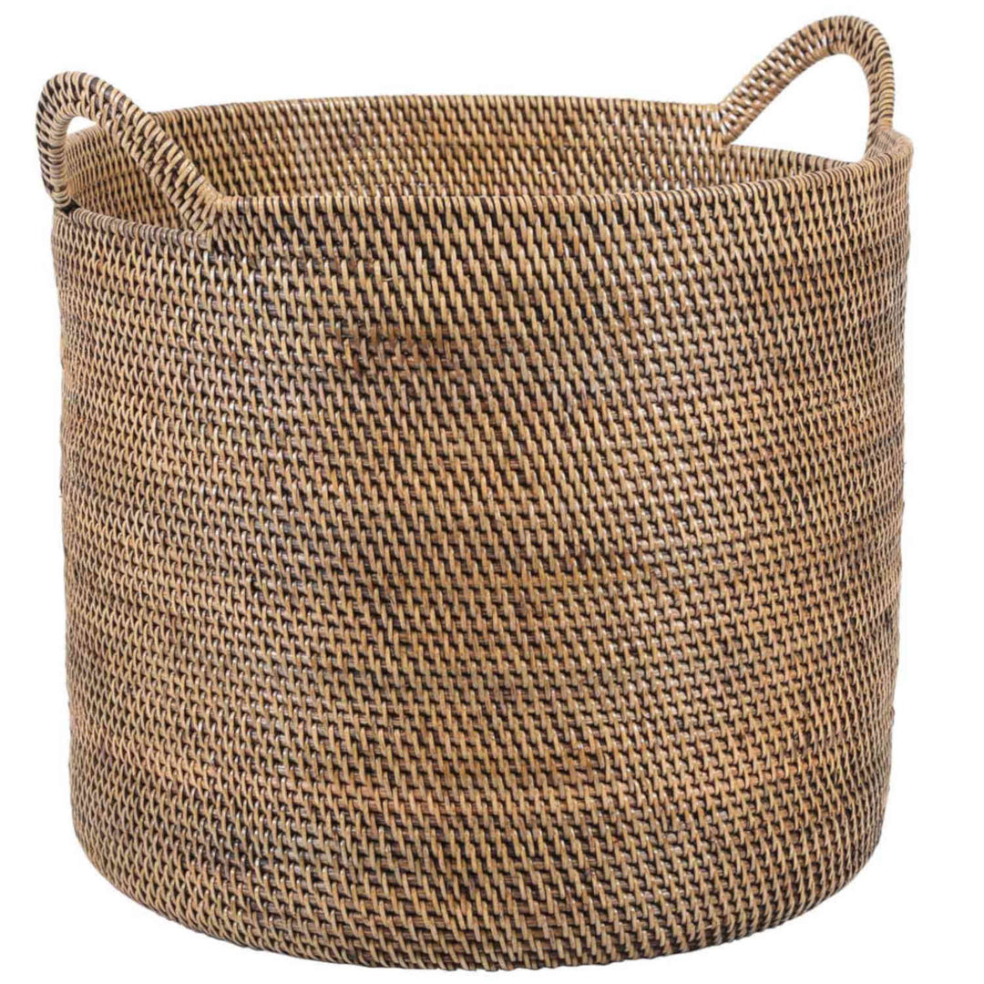 Cesta de ratán Elie marrón con asa