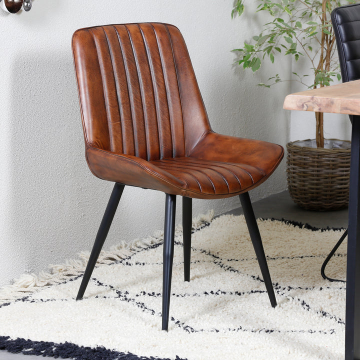 Silla de comedor de cuero