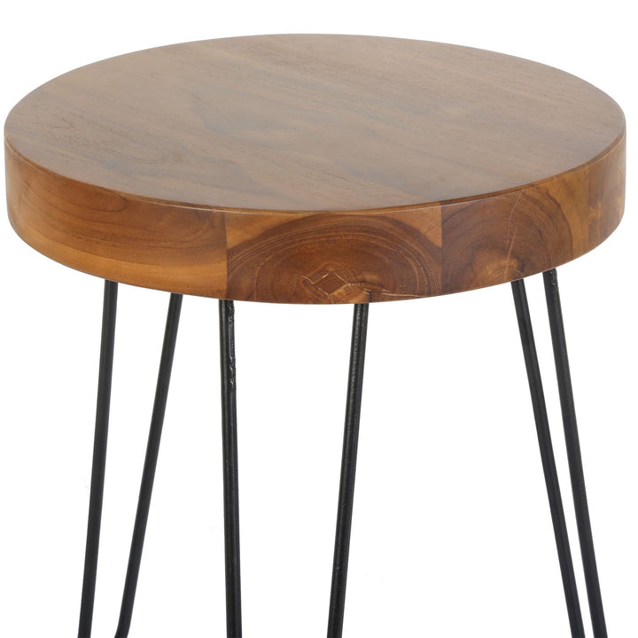 Mesa auxiliar Ella de teca con patas en forma de horquilla