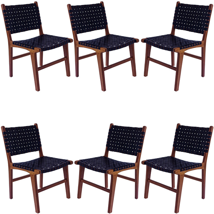 Silla de comedor de cuero negro