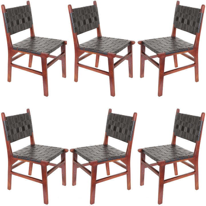 Silla de comedor de cuero negro