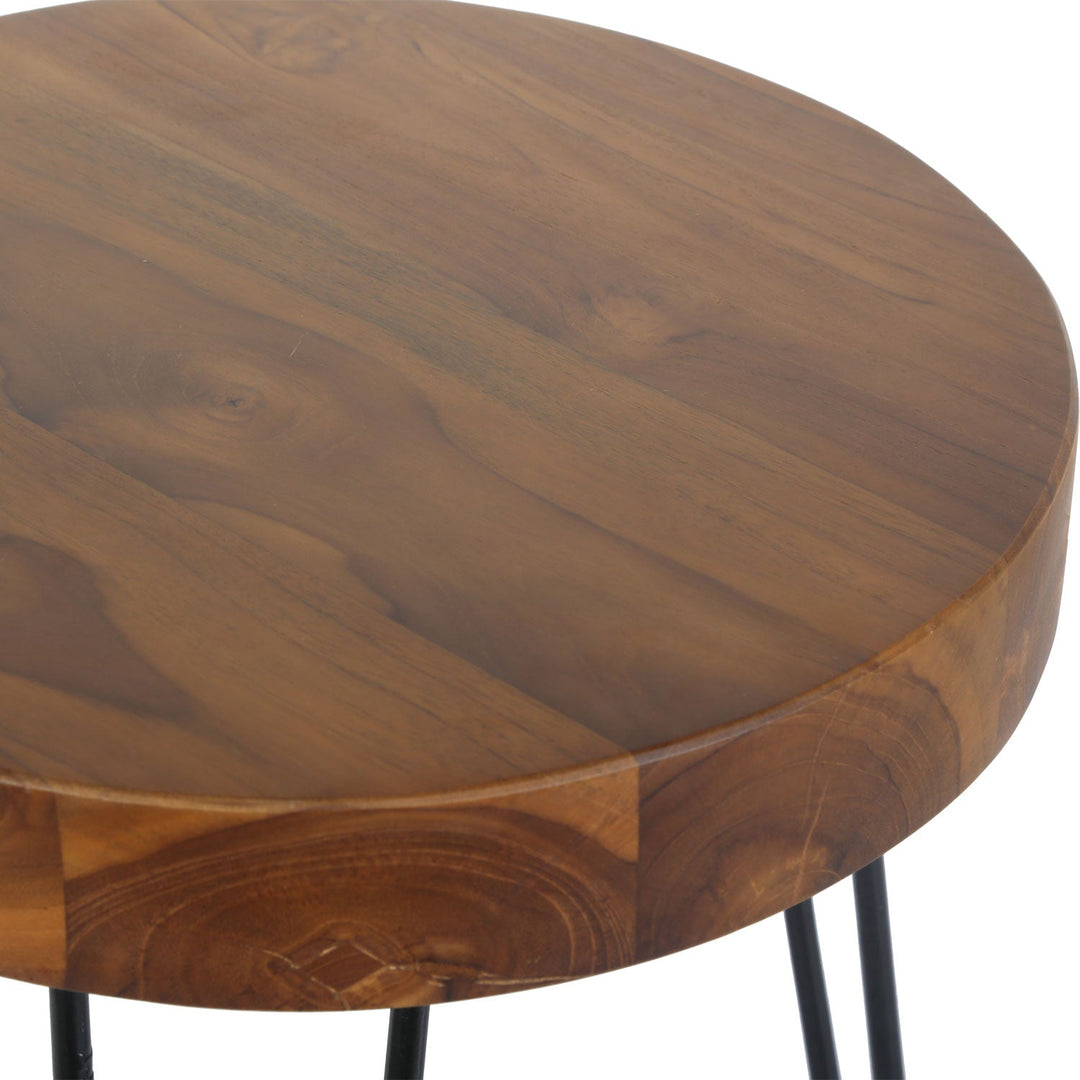 Mesa auxiliar Ella de teca con patas en forma de horquilla