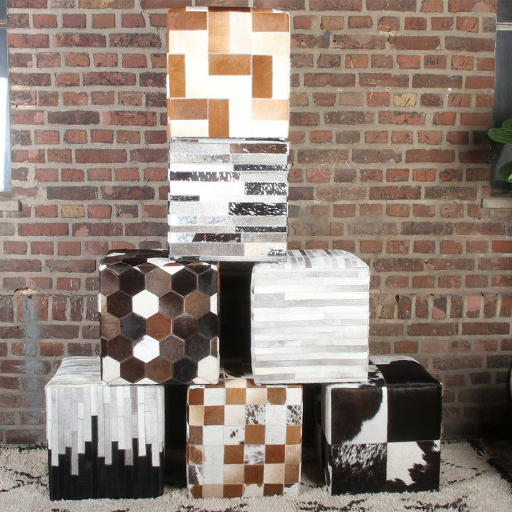 Taburete Patchwork Fur Jaspal