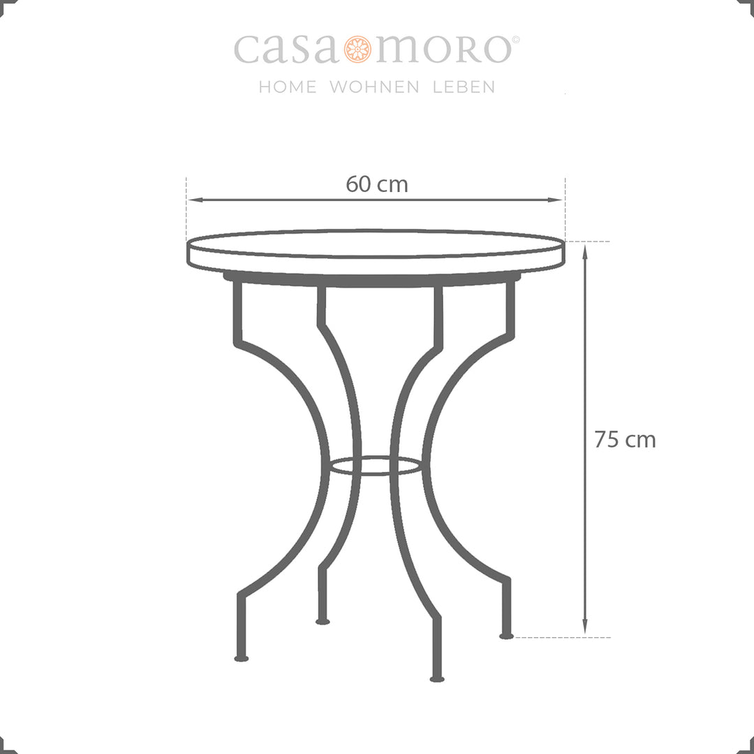 Terrassentisch Ø 60 cm, Höhe 75 cm – perfekt für kleine Außenbereiche