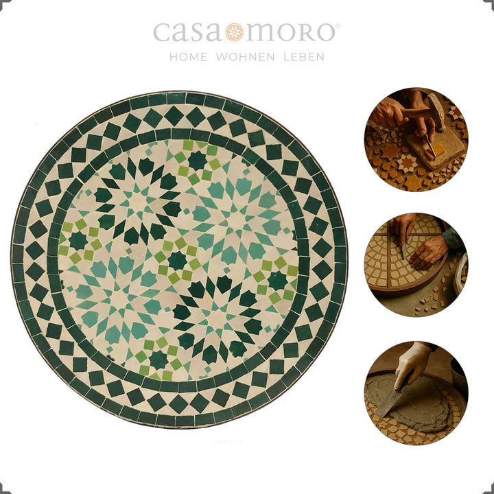 Orientalisch-klassischer Pflanzentisch mit grünem Sternmotiv, ideal für Wohnzimmer & Garten