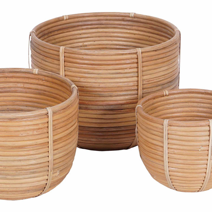 Cesta de mimbre para flores Cinta, juego de 3 unidades