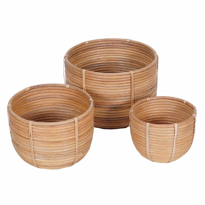 Cesta de mimbre para flores Cinta, juego de 3 unidades