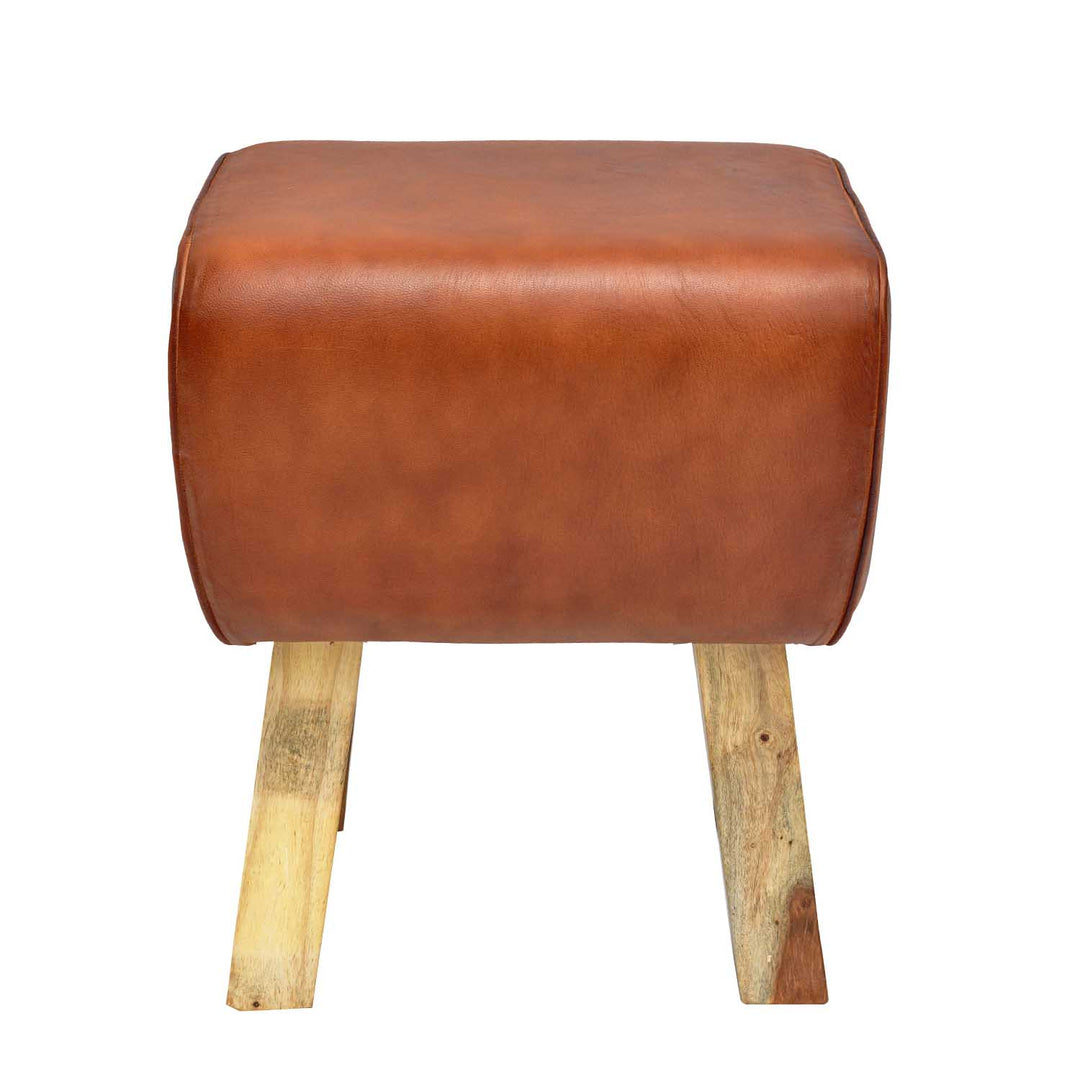 Taburete de cuero auténtico Tejas