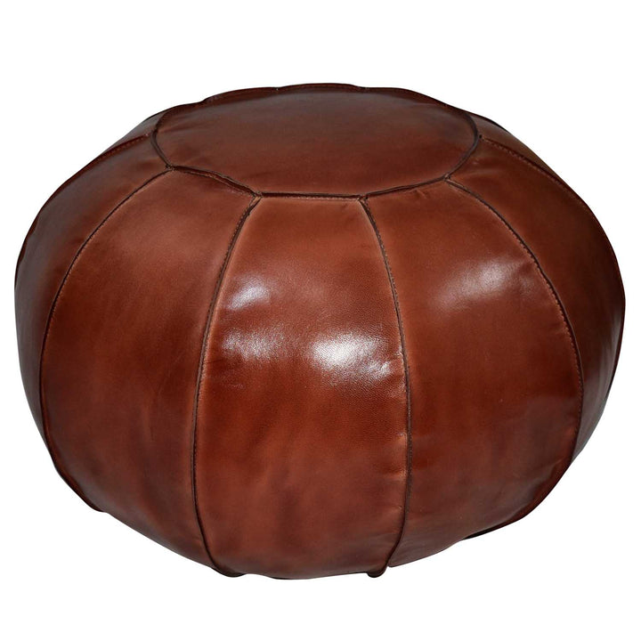 Puf Yuva de cuero auténtico, color caramelo