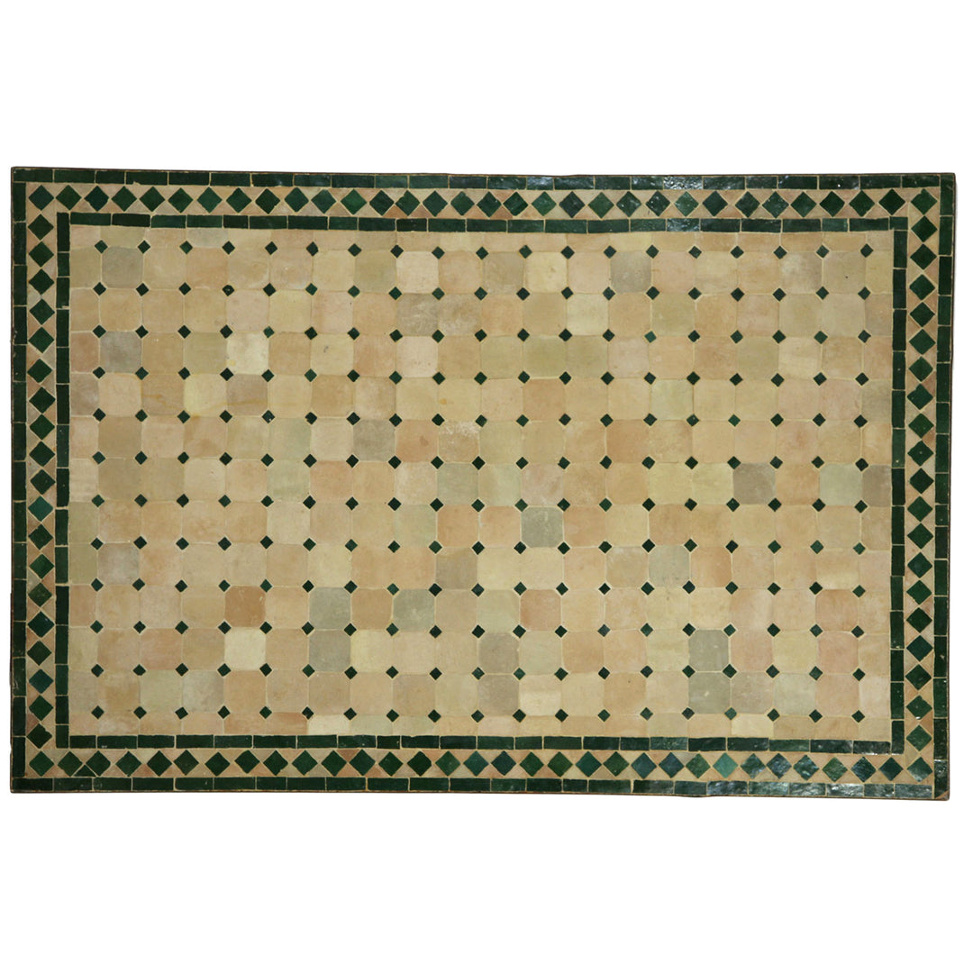 Esszimmer Tisch 120x80 cm mit handgefertigtem Mosaik in Grün-Terracotta – marokkanisches Design