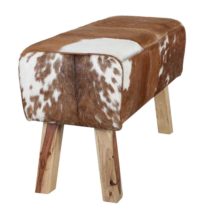 Banco con asiento de piel Tara con aspecto de piel de vaca