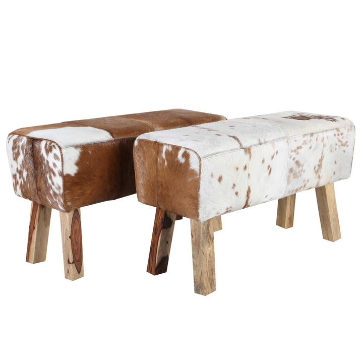 Banco con asiento de piel Tara con aspecto de piel de vaca