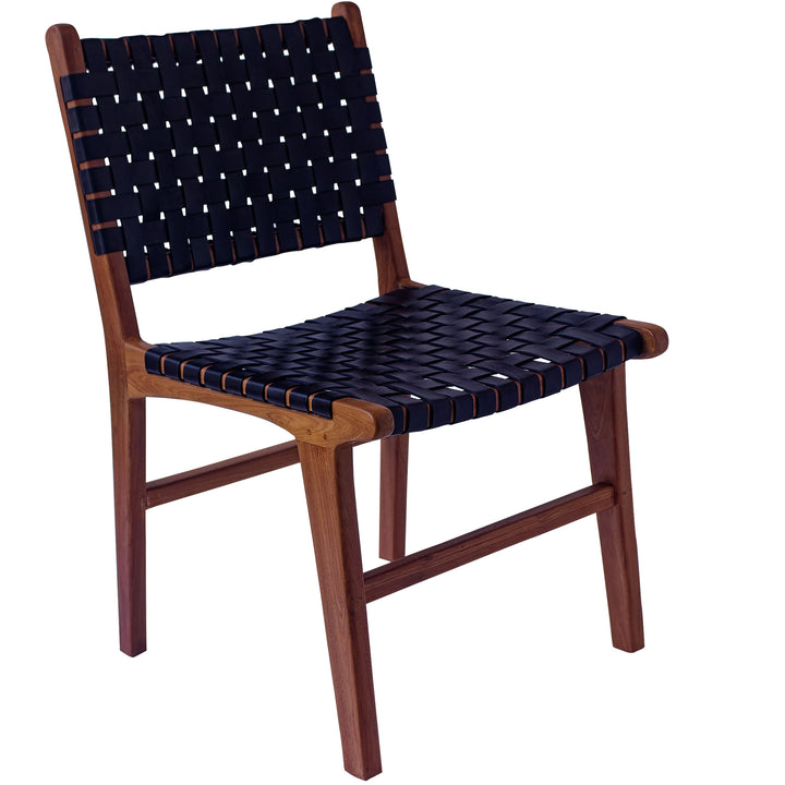 Silla de comedor de cuero negro