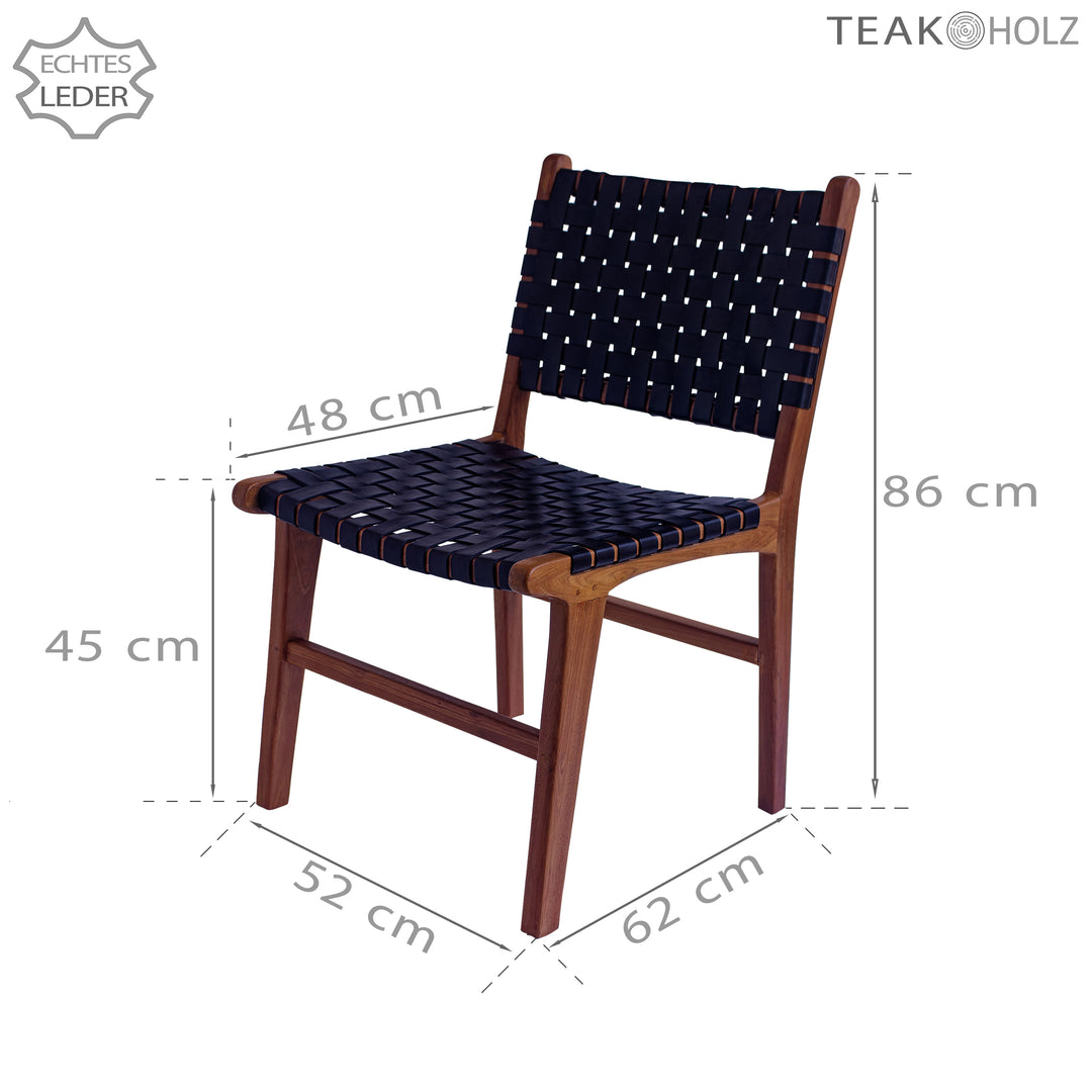 Silla de comedor de cuero negro
