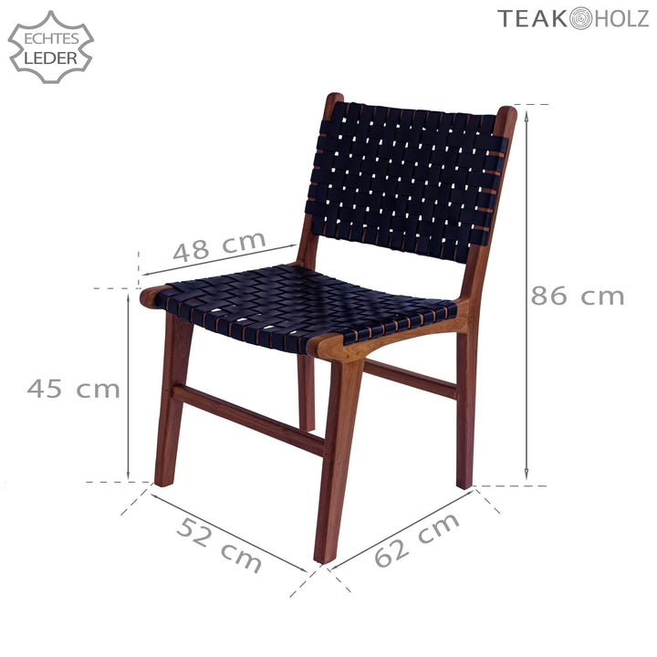 Silla de comedor de cuero negro