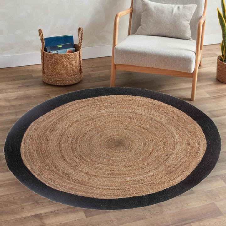 Alfombra de yute Tamani negro natural