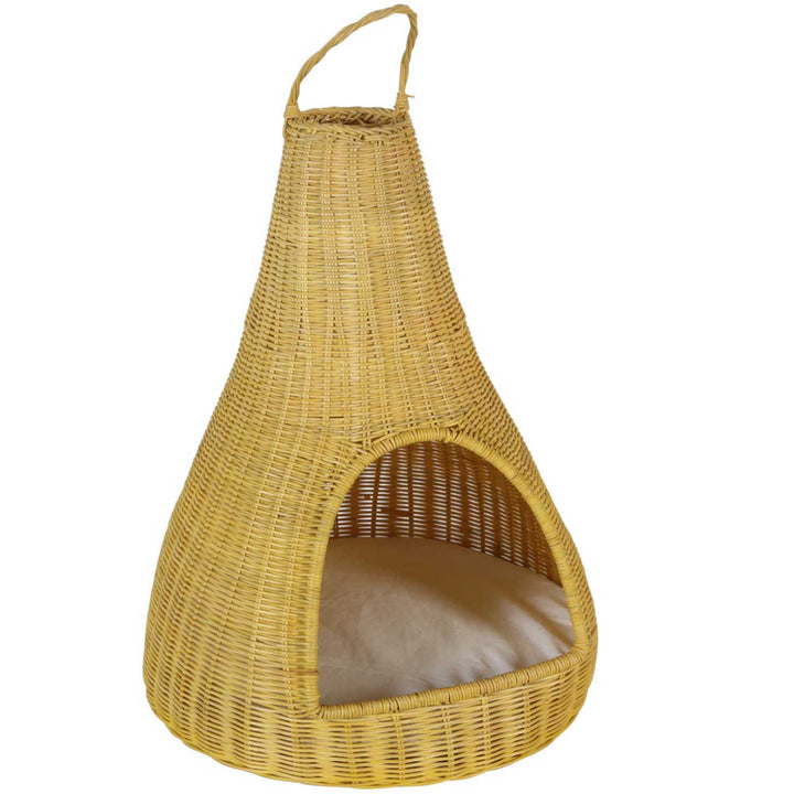 Caseta para gatos de ratán TIPI con cojín 40 x 62 cm