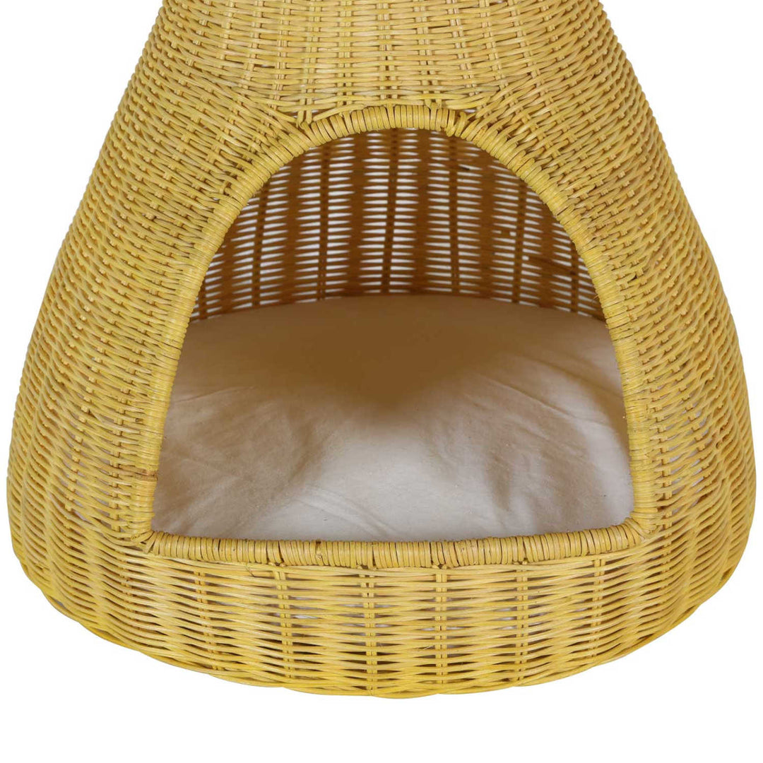 Caseta para gatos de ratán TIPI con cojín 40 x 62 cm