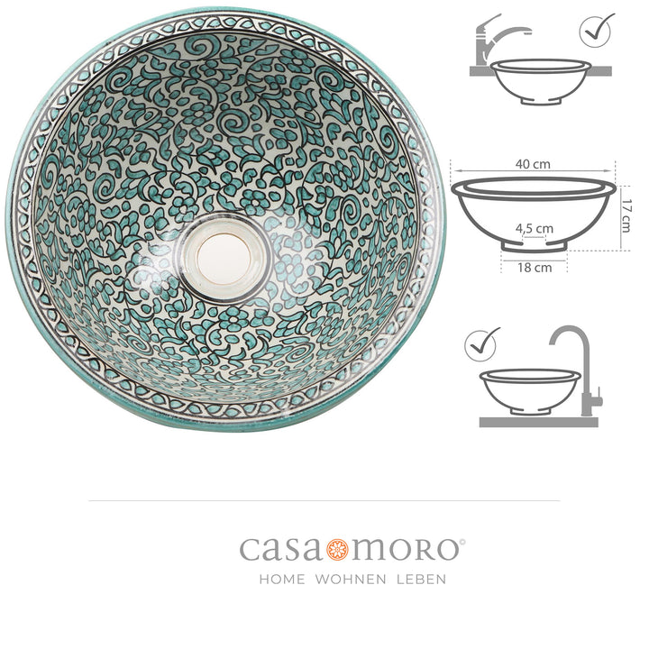 Lavabo sobre encimera redondo 40 cm