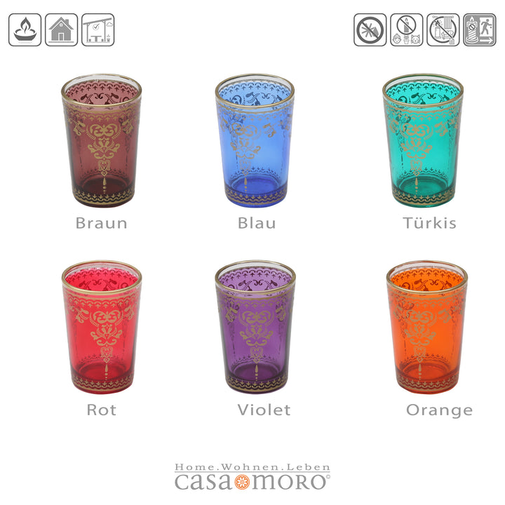 Juego de 6 vasos para velas calientaplatos, mezcla de colores