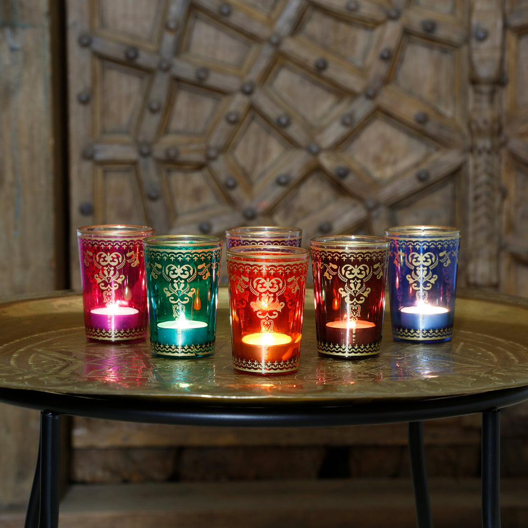 Juego de 6 vasos para velas calientaplatos, mezcla de colores