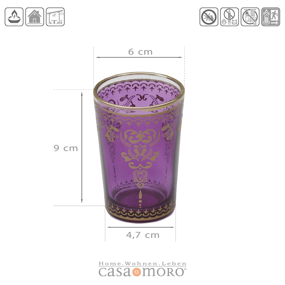 Juego de 6 vasos para velas calientaplatos violeta-lila