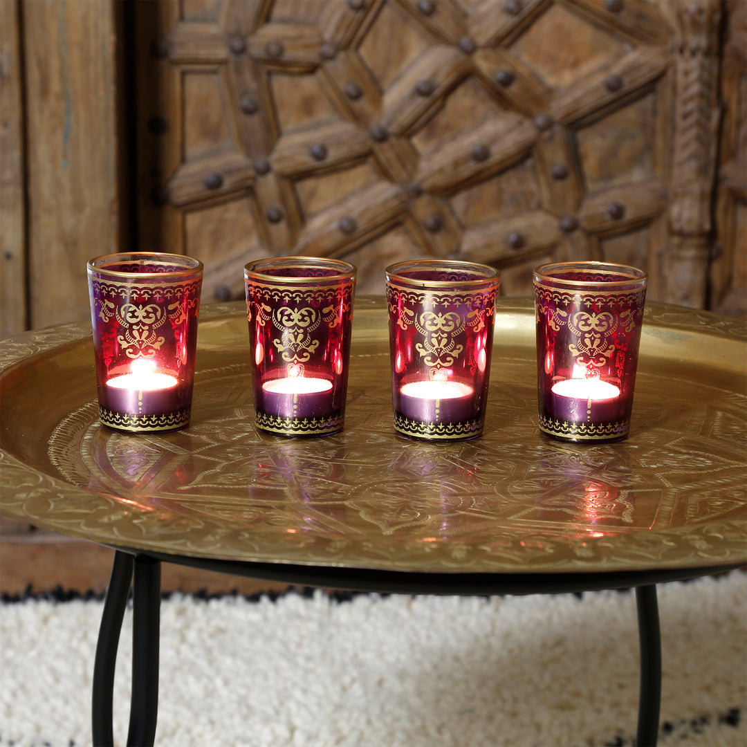 Juego de 6 vasos para velas calientaplatos violeta-lila