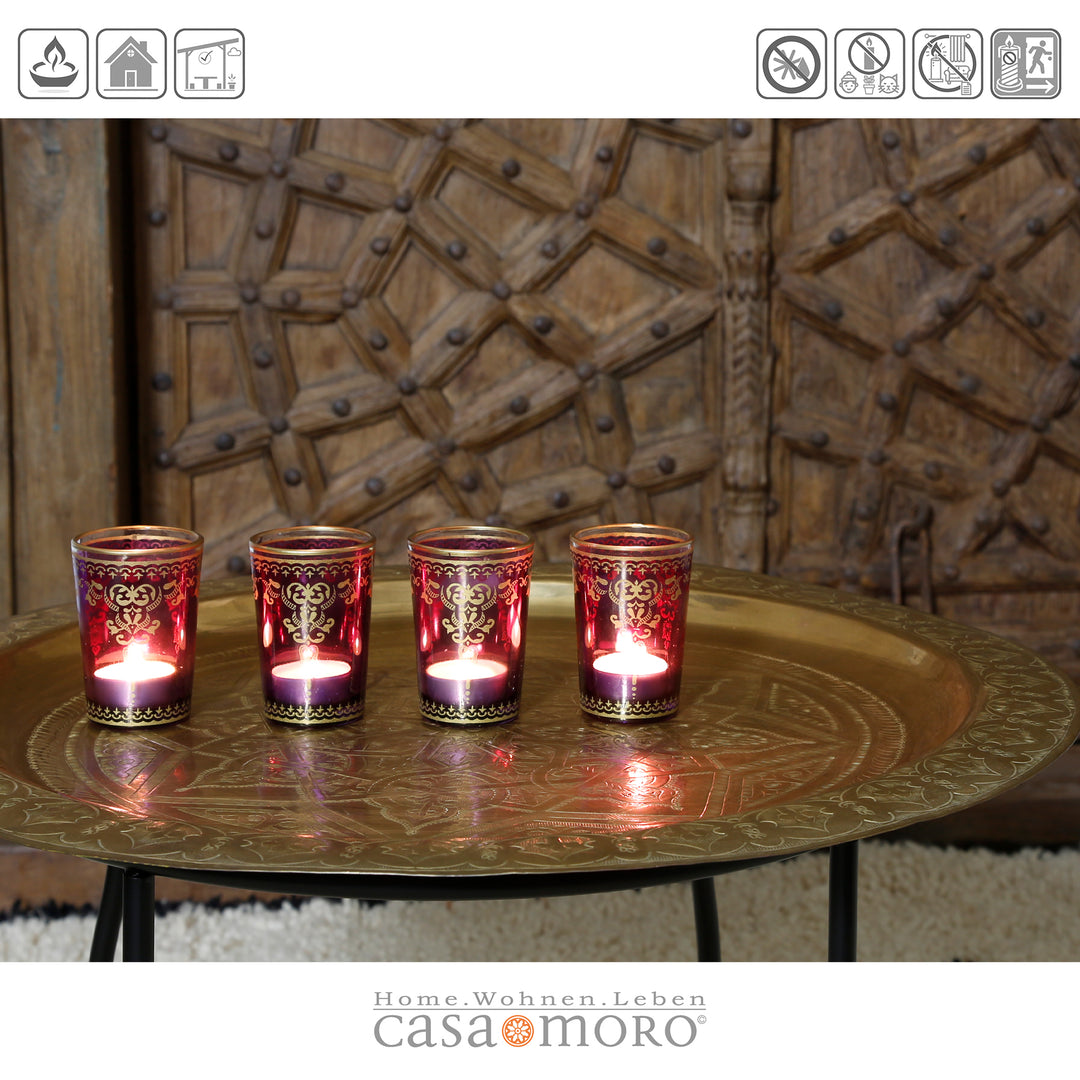 Juego de 6 vasos para velas calientaplatos violeta-lila