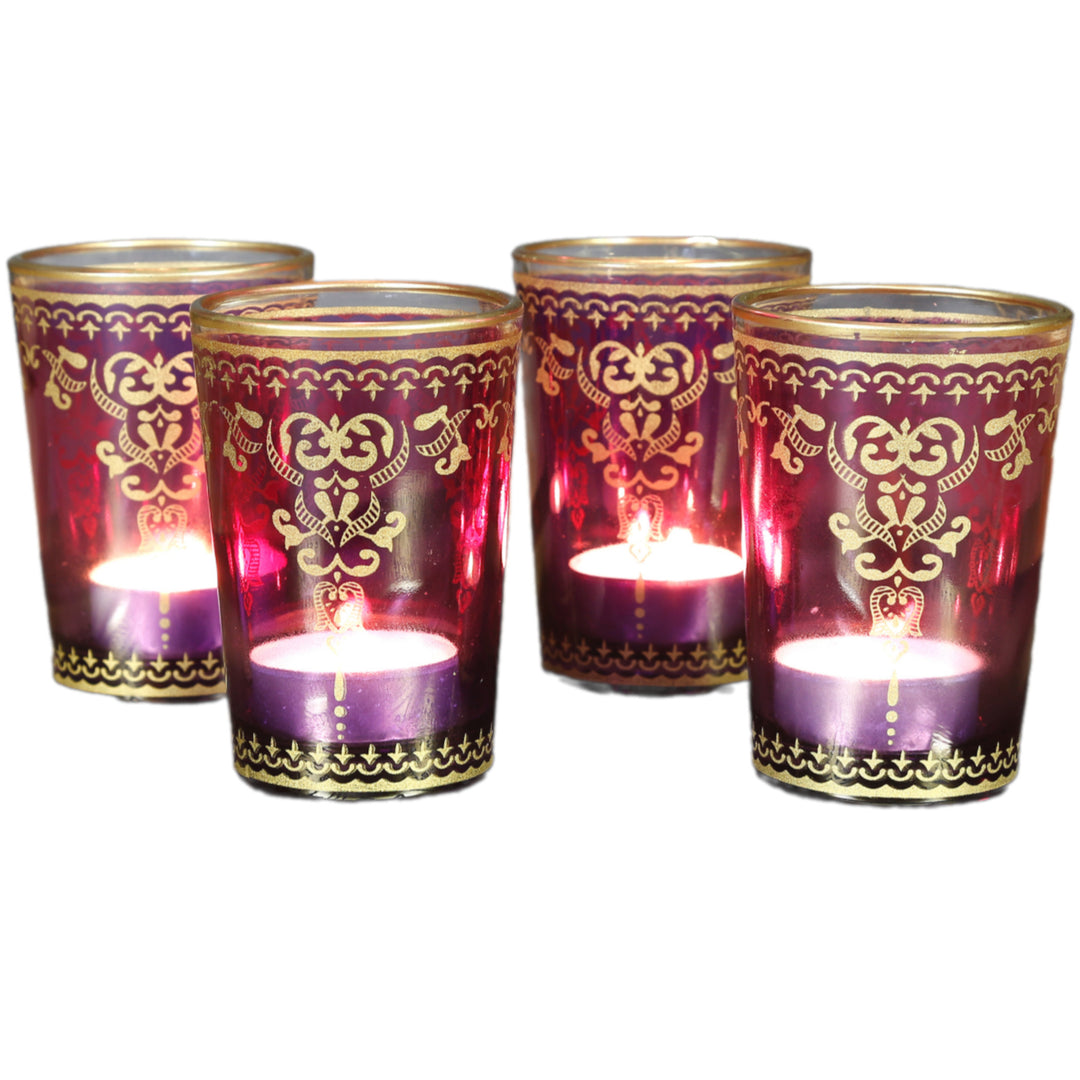 Juego de 6 vasos para velas calientaplatos violeta-lila