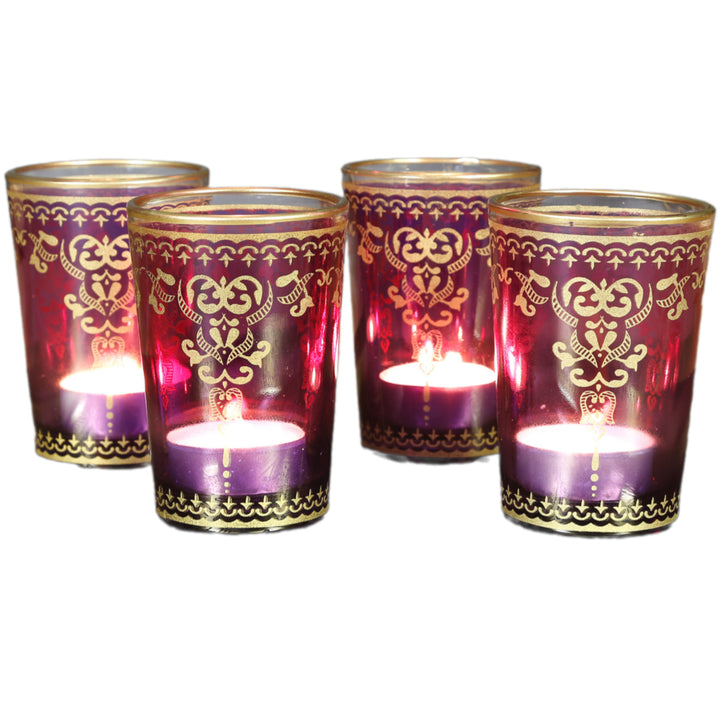 Juego de 6 vasos para velas calientaplatos violeta-lila