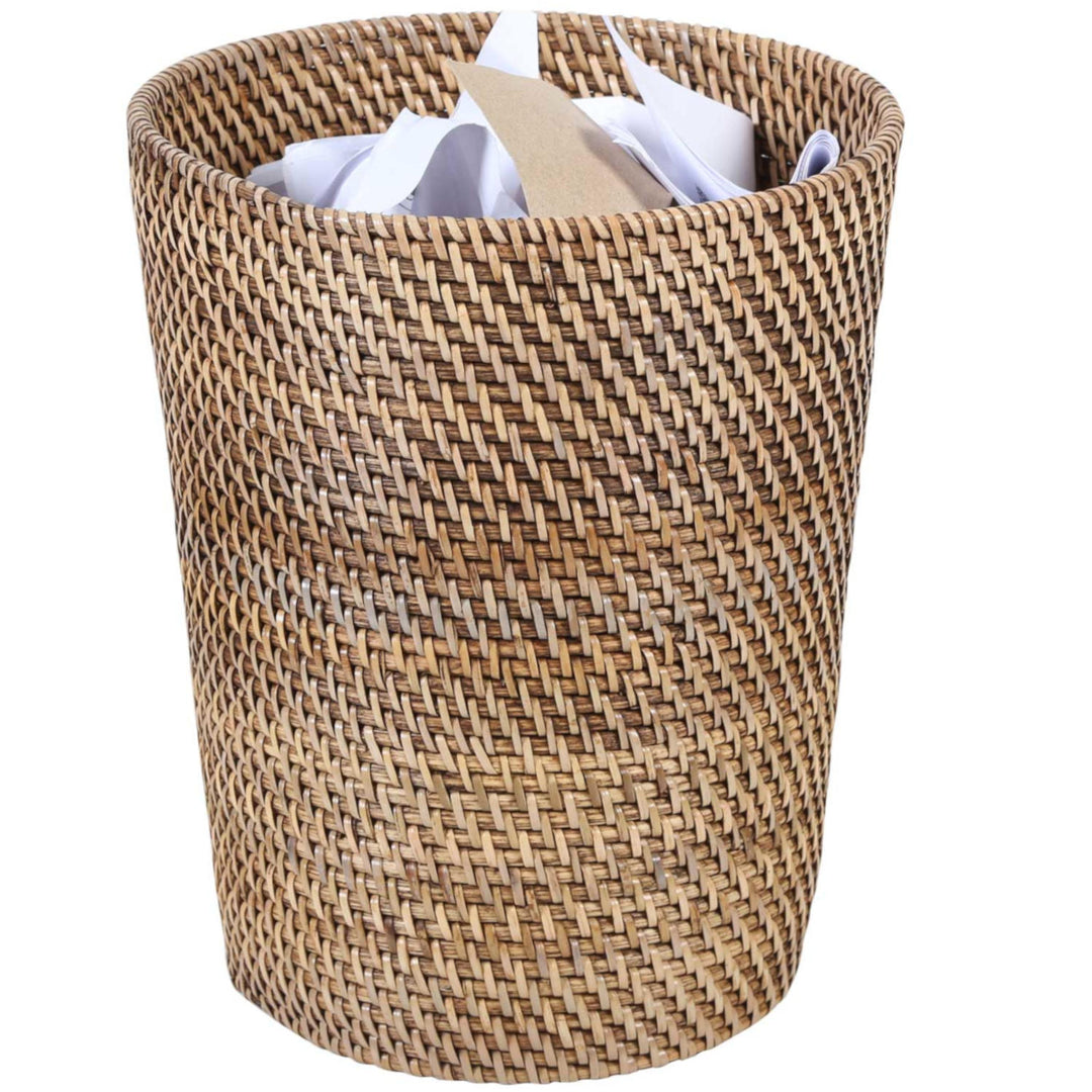 Papelera de mimbre Nila Light marrón