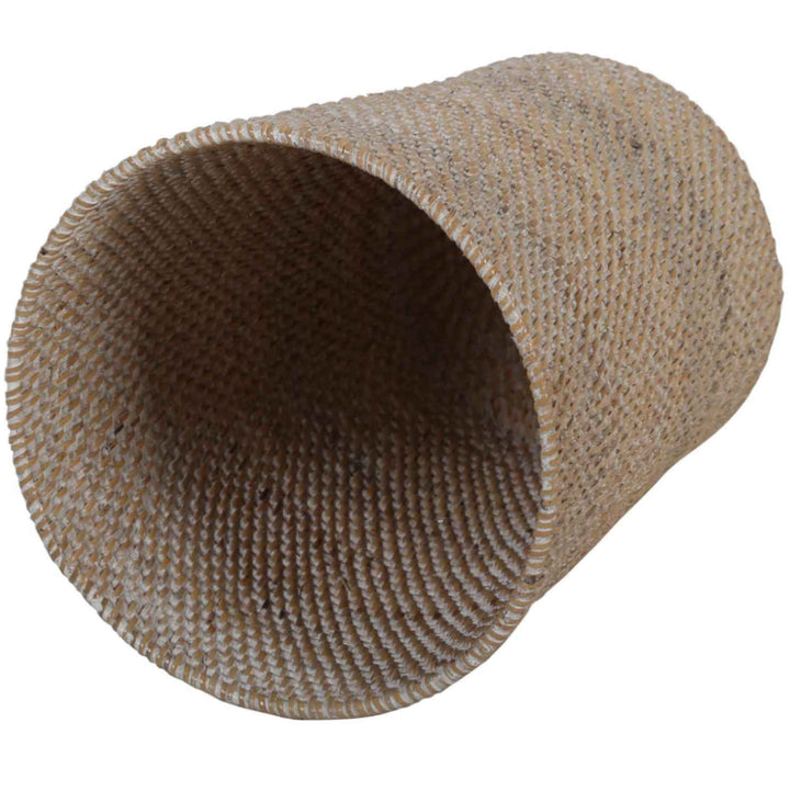 Papelera de mimbre Nila White Wash