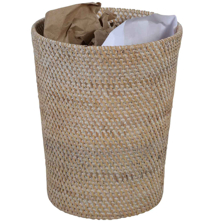 Papelera de mimbre Nila White Wash