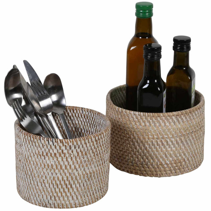 Cesta para cubiertos Lilia White washed
