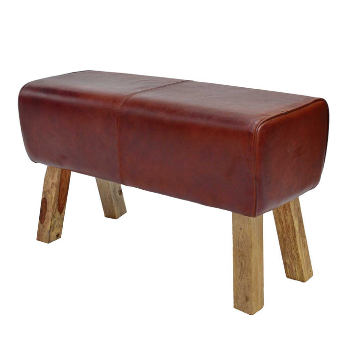 Banqueta de cuero auténtico Vinod