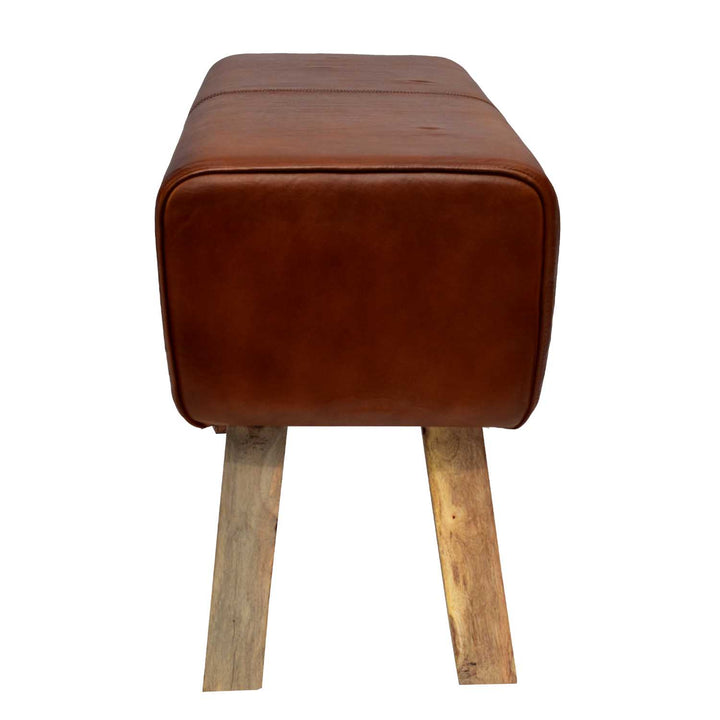 Banqueta de cuero auténtico Vinod