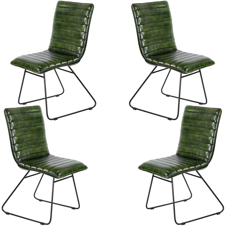 Silla de comedor de cuero verde