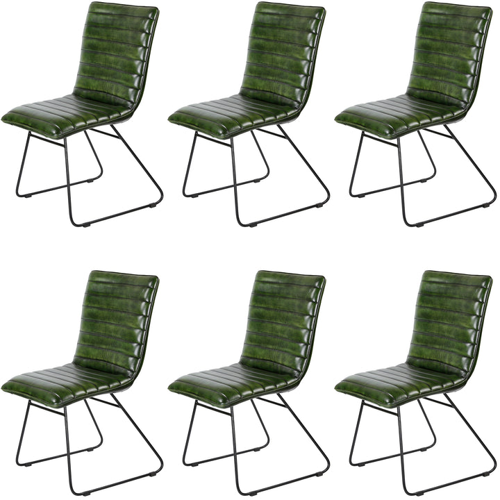 Silla de comedor de cuero verde