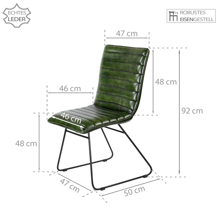 Silla de comedor de cuero verde