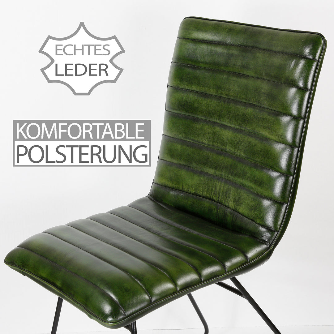 Silla de comedor de cuero verde