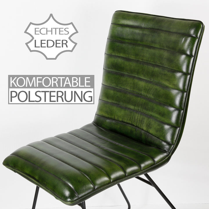 Silla de comedor de cuero verde